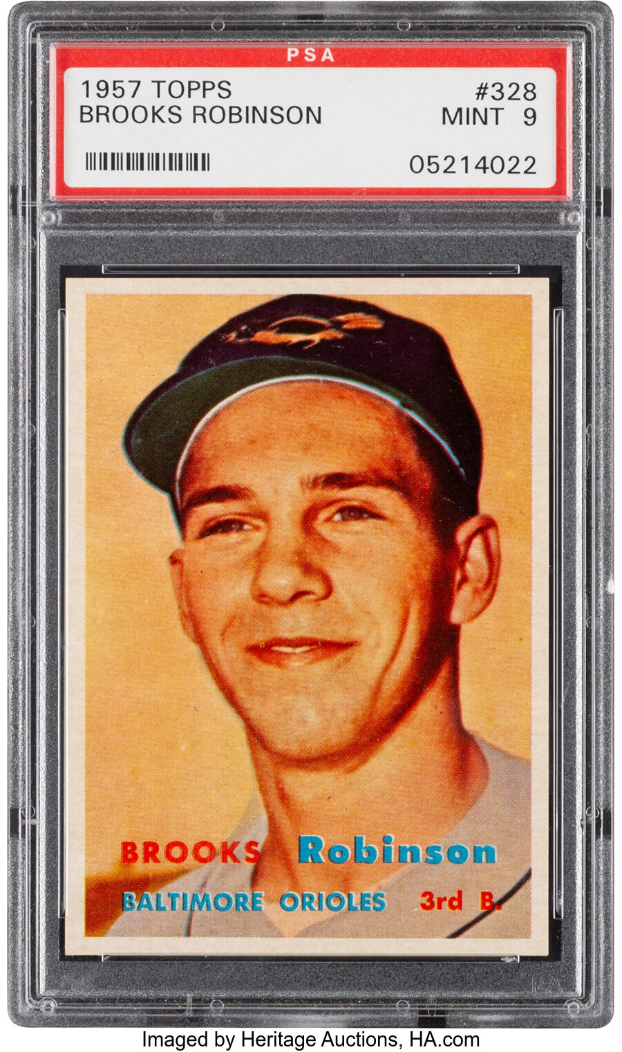 1957 Topps Brooks Robinson Rookie #328 PSA Mint 9 - Only One Higher!