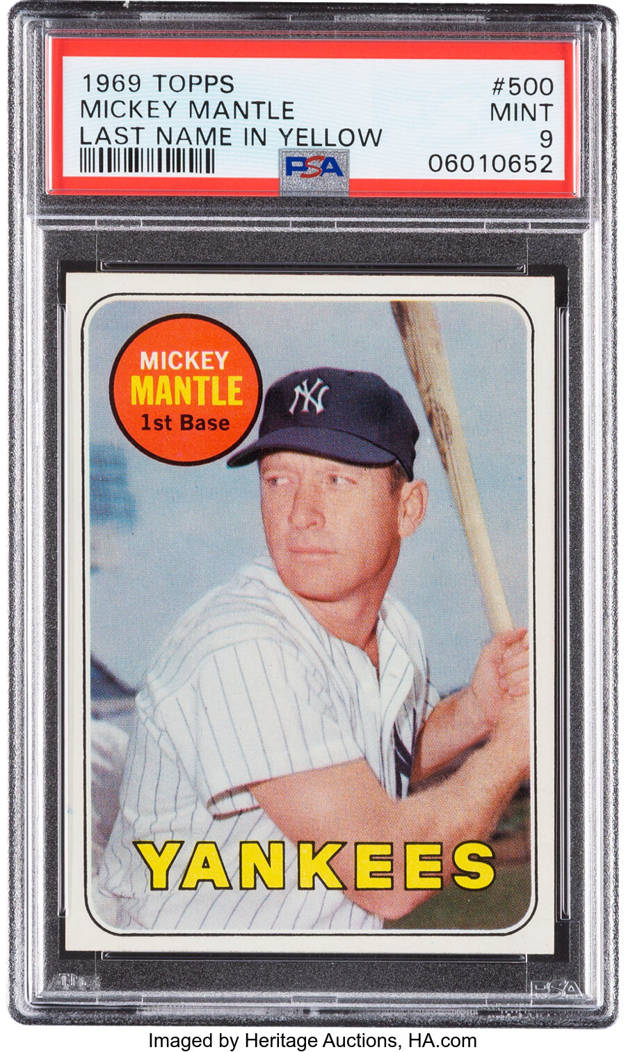 1969 Topps Mickey Mantle (Last Name In Yellow) #500 PSA Mint 9