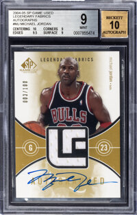 2004 Upper Deck SP Game Used Michael Jordan (Legendary Fabrics Autographs) #ALF-MJ BGS Mint 9, Auto 10 - #'d 3/100