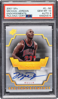 2007 Upper Deck SPx Michael Jordan (Endorsements) #E-MI PSA Gem Mint 10 Auto 9