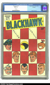 Blackhawk #11 Big Apple pedigree (DC, 1946) CGC NM 9.4 White pages. A great checkerboard cover sets this book off from t...