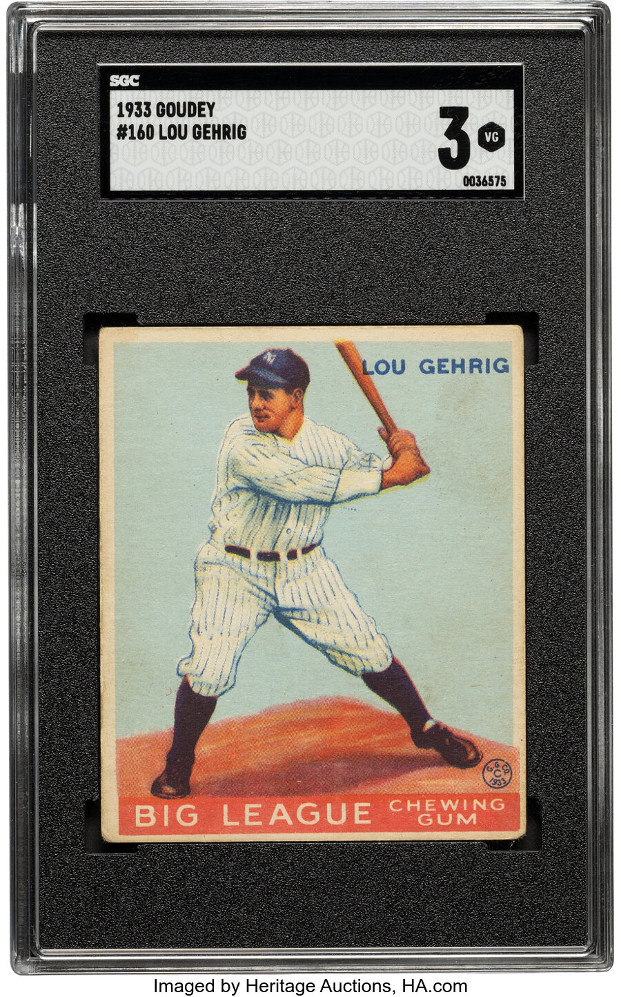 1933 Goudey Lou Gehrig #160 SGC VG 3