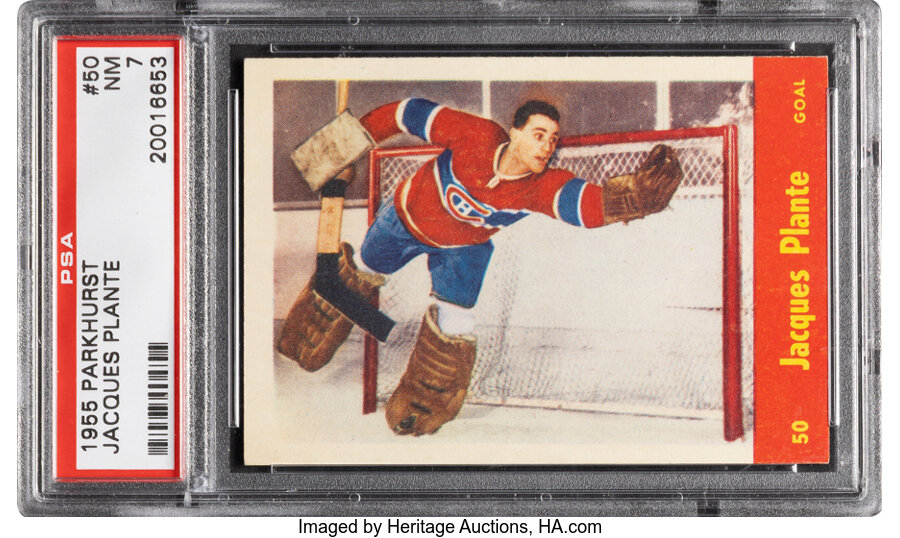 1955 Parkhurst Jacques Plante Rookie #50 PSA NM 7