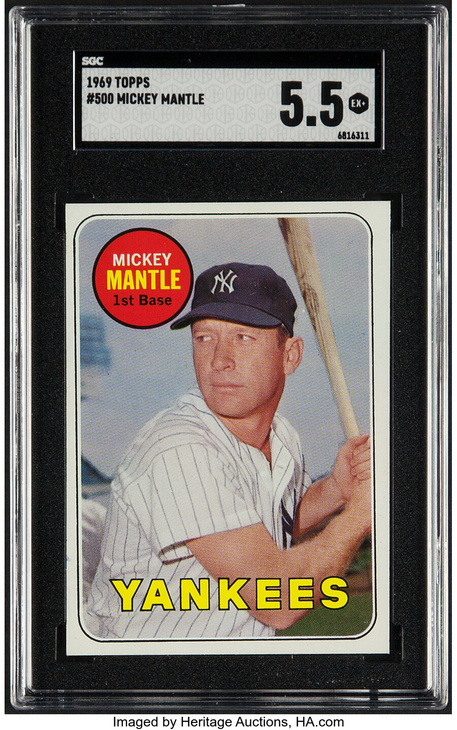1969 Topps Mickey Mantle (Last Name In Yellow) #500 SGC EX+ 5.5