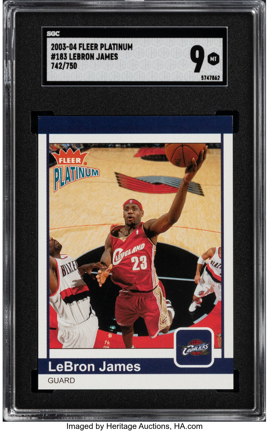 2003 Fleer Platinum LeBron James Rookie #183 SGC Mint 9 - #'d 742/750