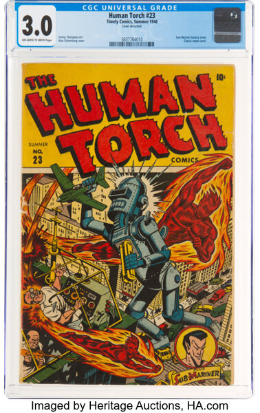 Golden Age (1938-1955):Superhero, The Human Torch #23 (Timely, 1946) CGC GD/VG 3.0 Off-white to white pages....