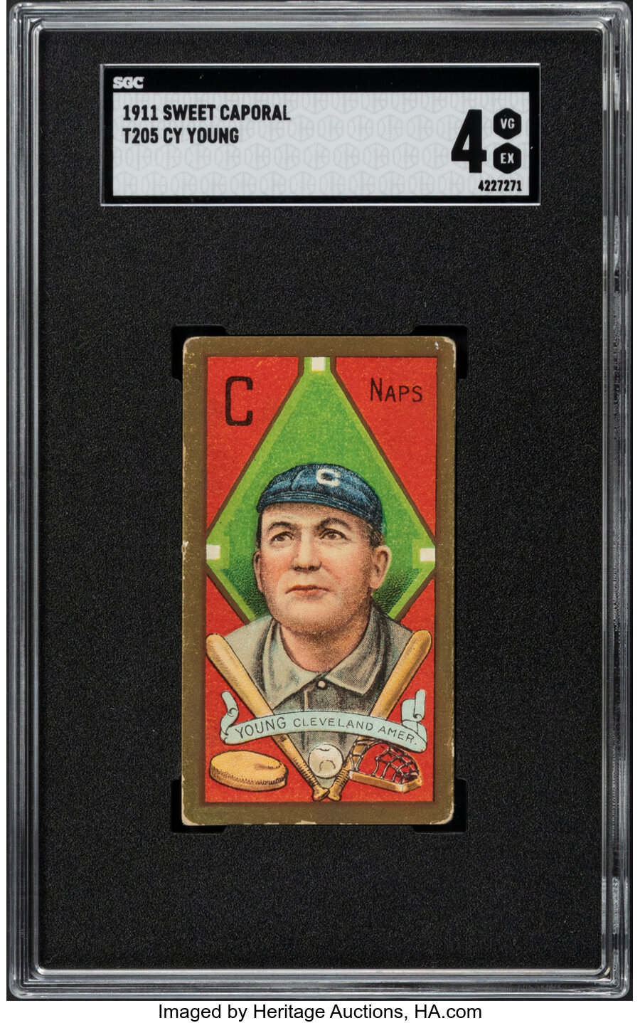 1911 T205 Sweet Caporal Cy Young SGC VG-EX 4