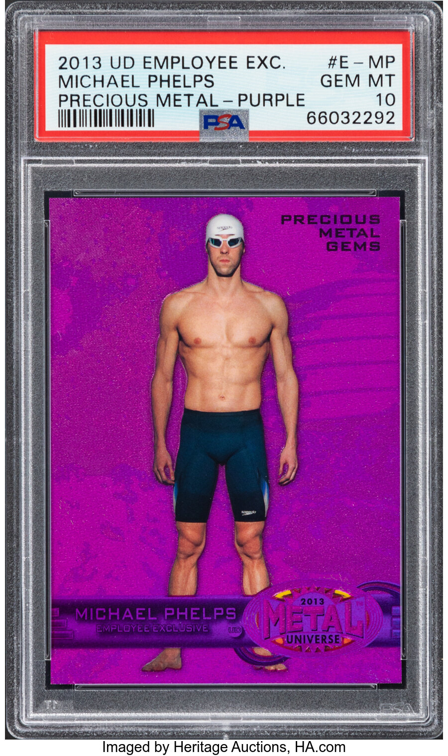 2013 Upper Deck Employee Exclusive Michael Phelps (Fleer Precious Metal Gems-Purple) #E-MP PSA Gem Mint 10 - #'d 88/125