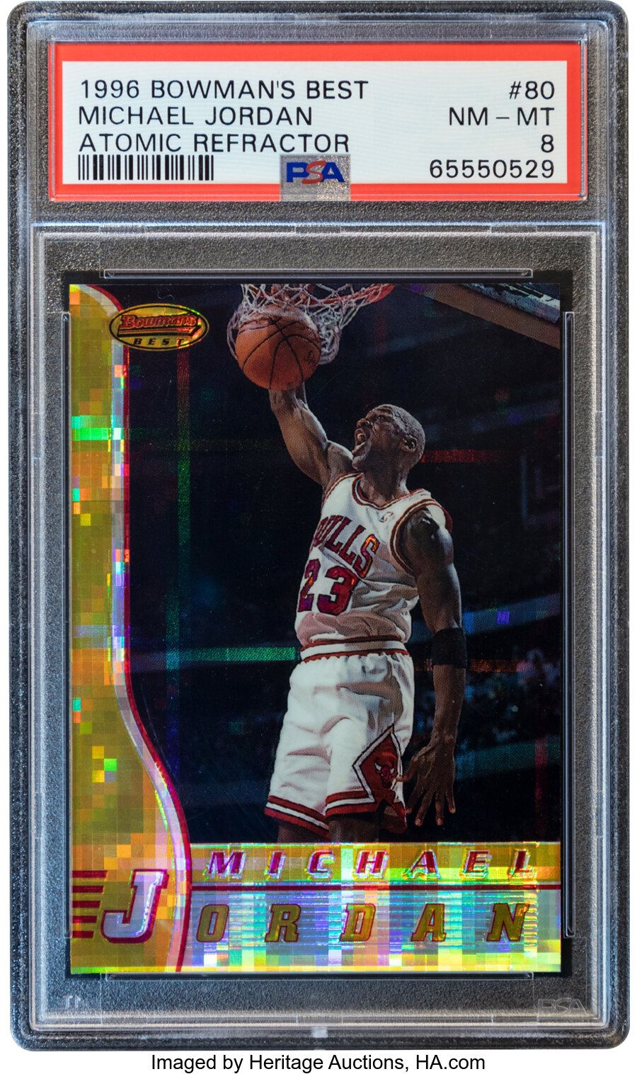 1996 Bowman's Best Michael Jordan (Atomic Refractor) #80 PSA NM-MT 8