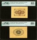 Fr. 1231SP 5¢ First Issue Wide Margin Pair PMG Gem Uncirculated 65 EPQ; Superb Gem Unc 68 EPQ. (Total: 2 notes)