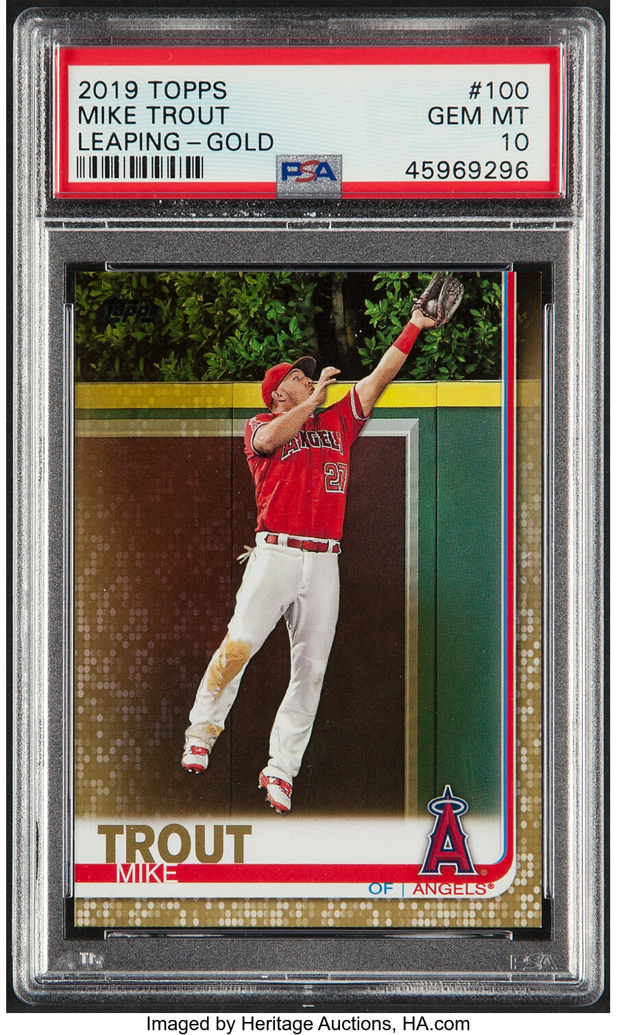 2019 Topps Mike Trout (Leaping - Gold) #100 PSA Gem Mint 10 - Serial #'d 1892/2019