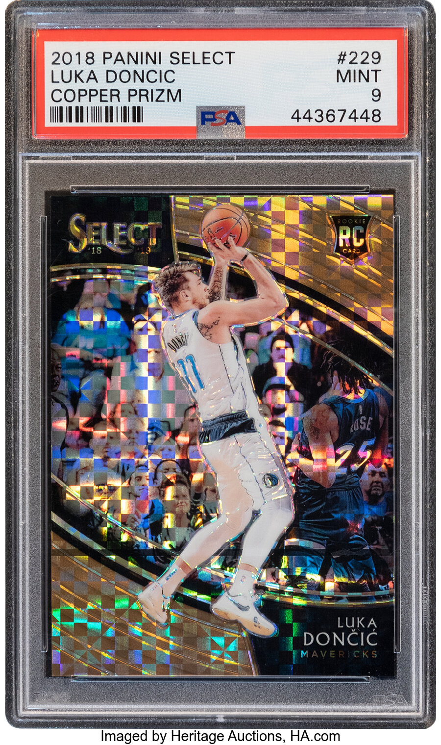 2018 Panini Select Luka Doncic (Courtside-Copper) Rookie #229 PSA Mint 9 - #'d 51/60