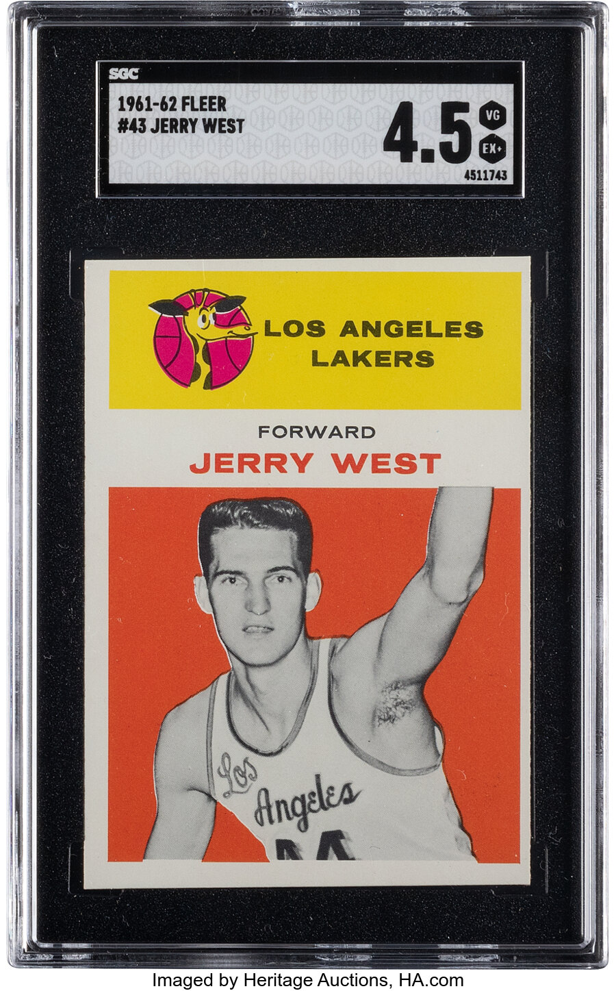 1961 Fleer Jerry West Rookie #43 SGC VG/EX+ 4.5