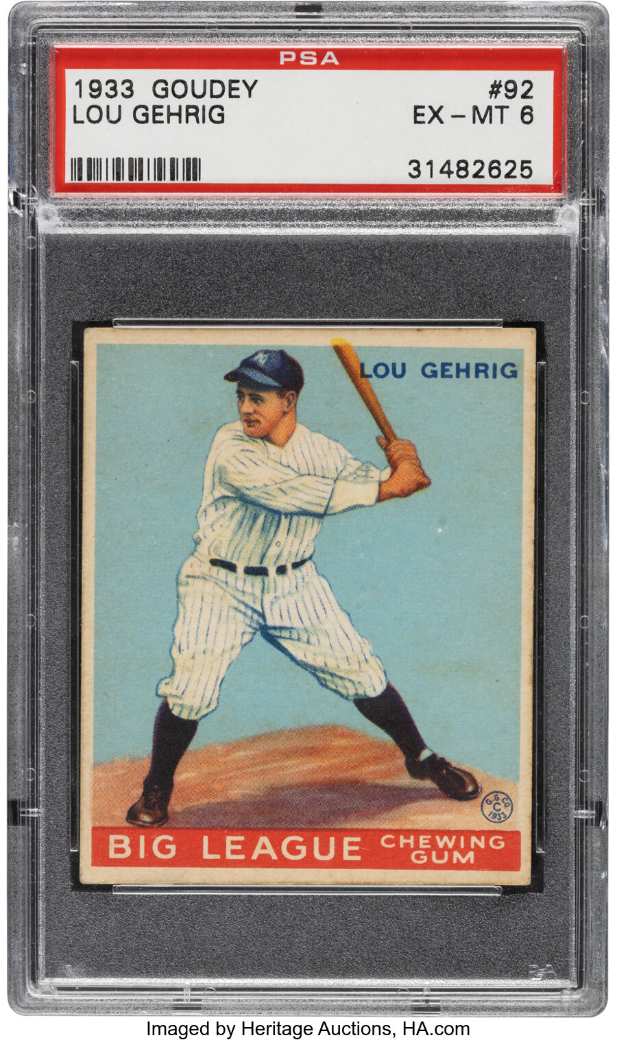 1933 Goudey Lou Gehrig Rookie #92 PSA EX-MT 6