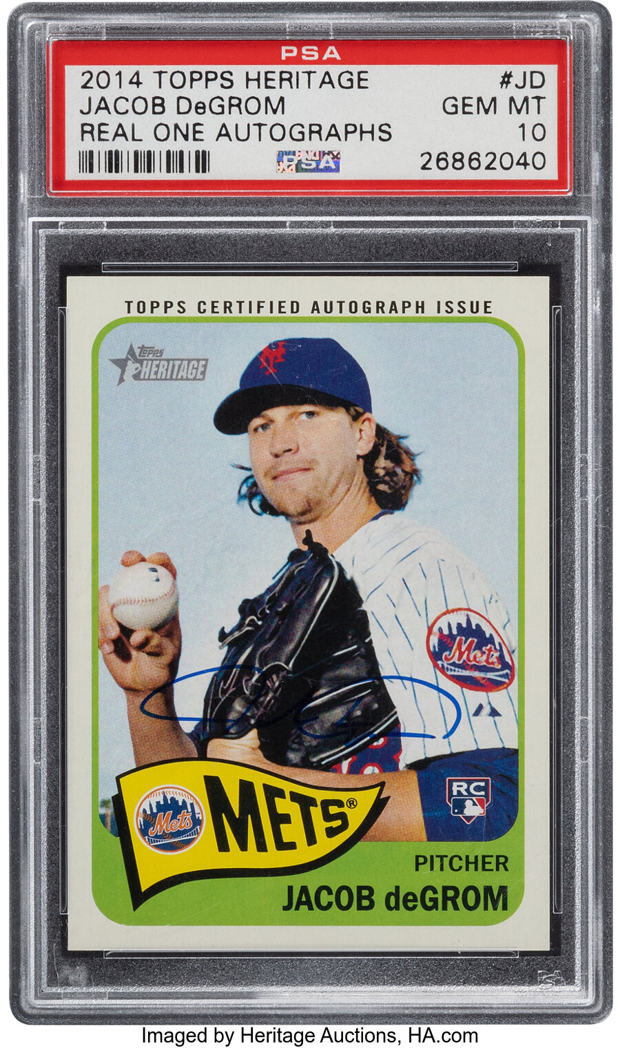 2014 Topps Heritage Jacob deGrom (Real One Autographs) Rookie #ROA-JD PSA Gem Mint 10