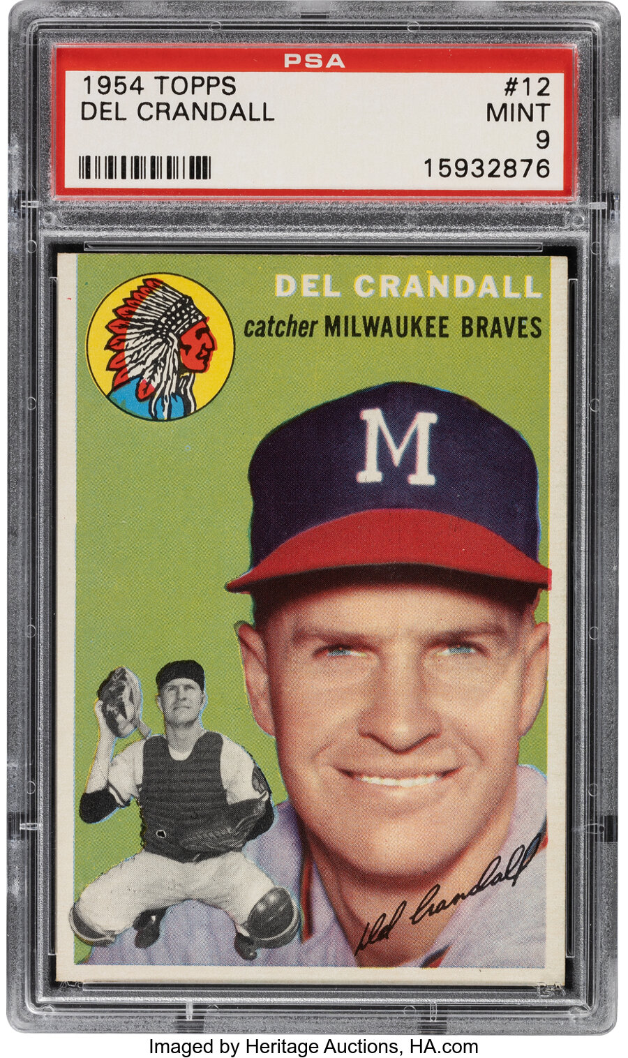 1954 Topps Del Crandall #12 PSA Mint 9 - None Higher!