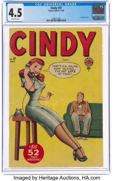 Golden Age (1938-1955):Romance, Cindy Comics #37 (Timely, 1949) CGC VG+ 4.5 Off-white pages....