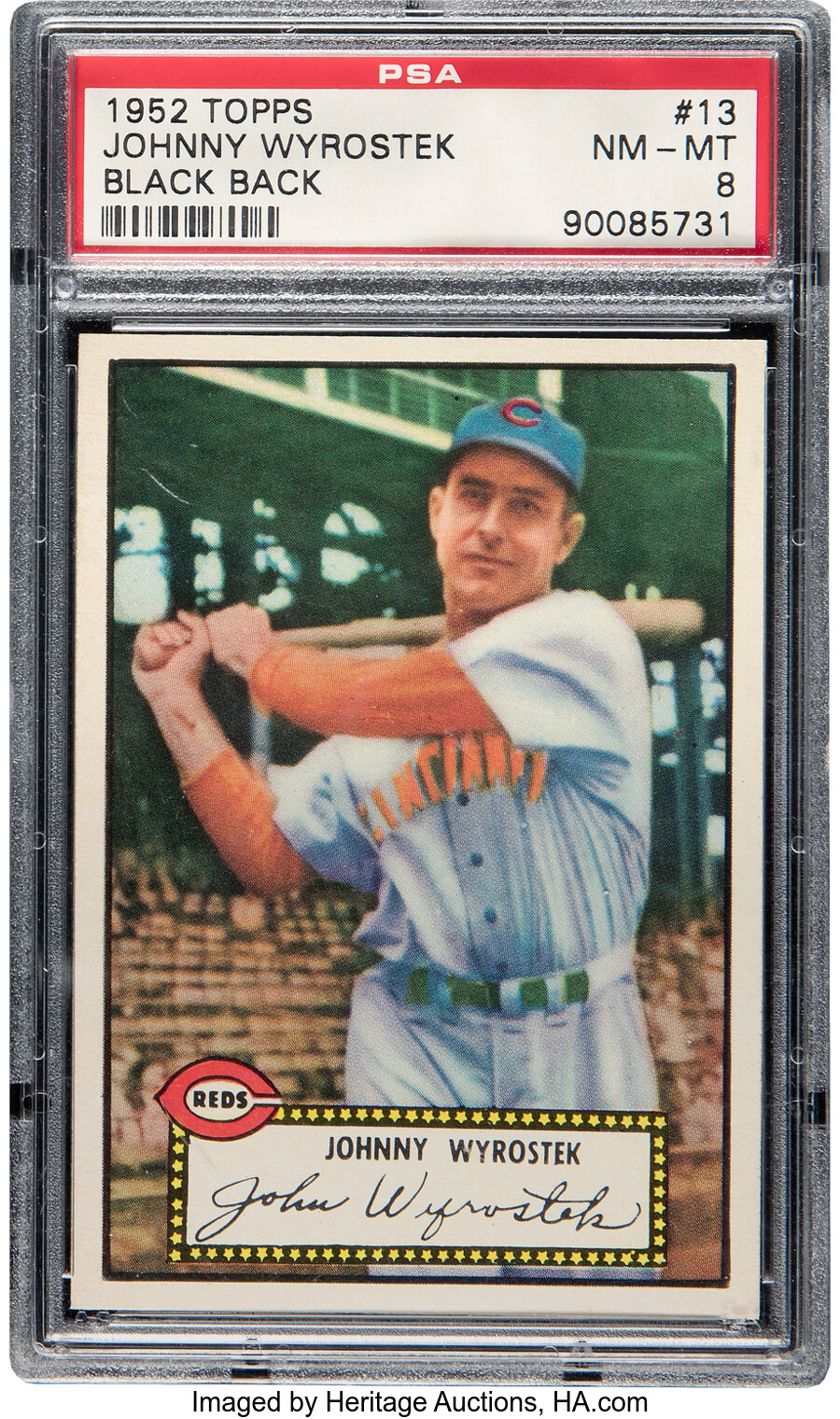 1952 Topps Johnny Wyrostek (Black Back) #13 PSA NM-MT 8