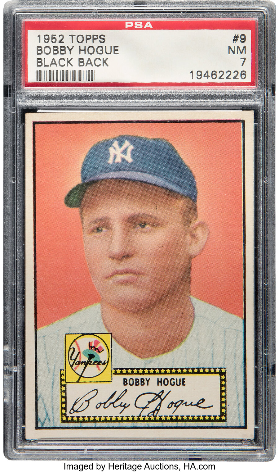 1952 Topps Bobby Hogue (Black Back) Rookie #9 PSA NM 7