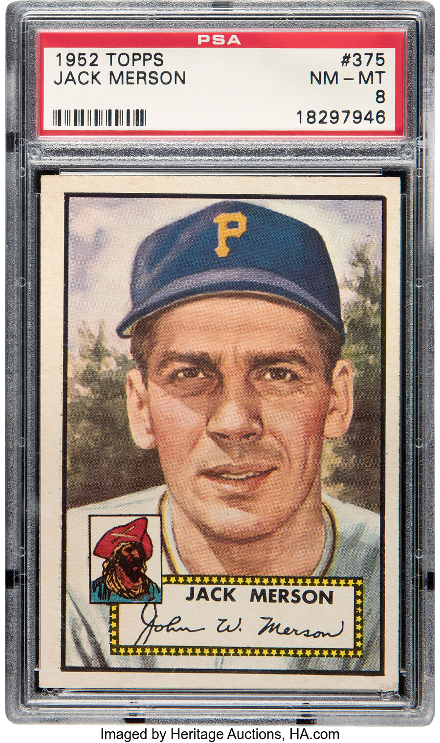 1952 Topps Jack Merson Rookie #375 PSA NM-MT 8