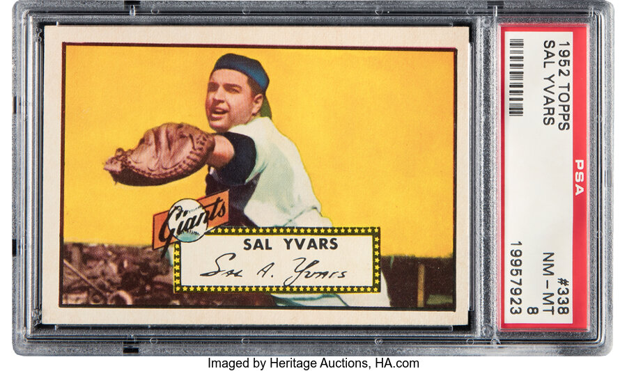 1952 Topps Sal Yvars Rookie #338 PSA NM-MT 8