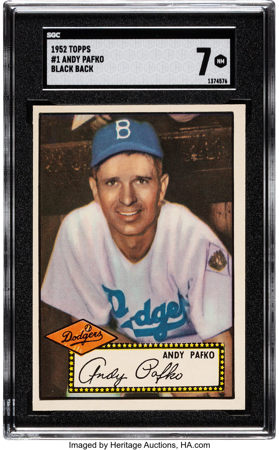 1952 Topps Andy Pafko (Black Back) #1 SGC NM 7 - Only Two Higher