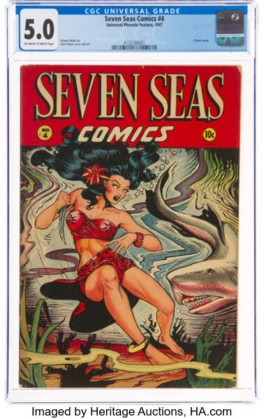 Golden Age (1938-1955):Adventure, Seven Seas Comics #4 (Universal Phoenix Feature, 1947) CGC VG/FN 5.0 Off-white to white pages....