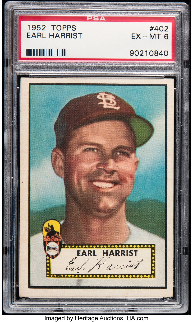 1952 Topps Earl Harrist #402 PSA EX-MT 6
