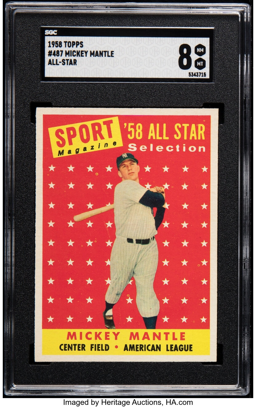 1958 Topps Mickey Mantle (All-Star) #487 SGC NM-MT 8