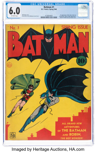 Golden Age (1938-1955):Superhero, Batman #1 (DC, 1940) CGC FN 6.0 Off-white pages....