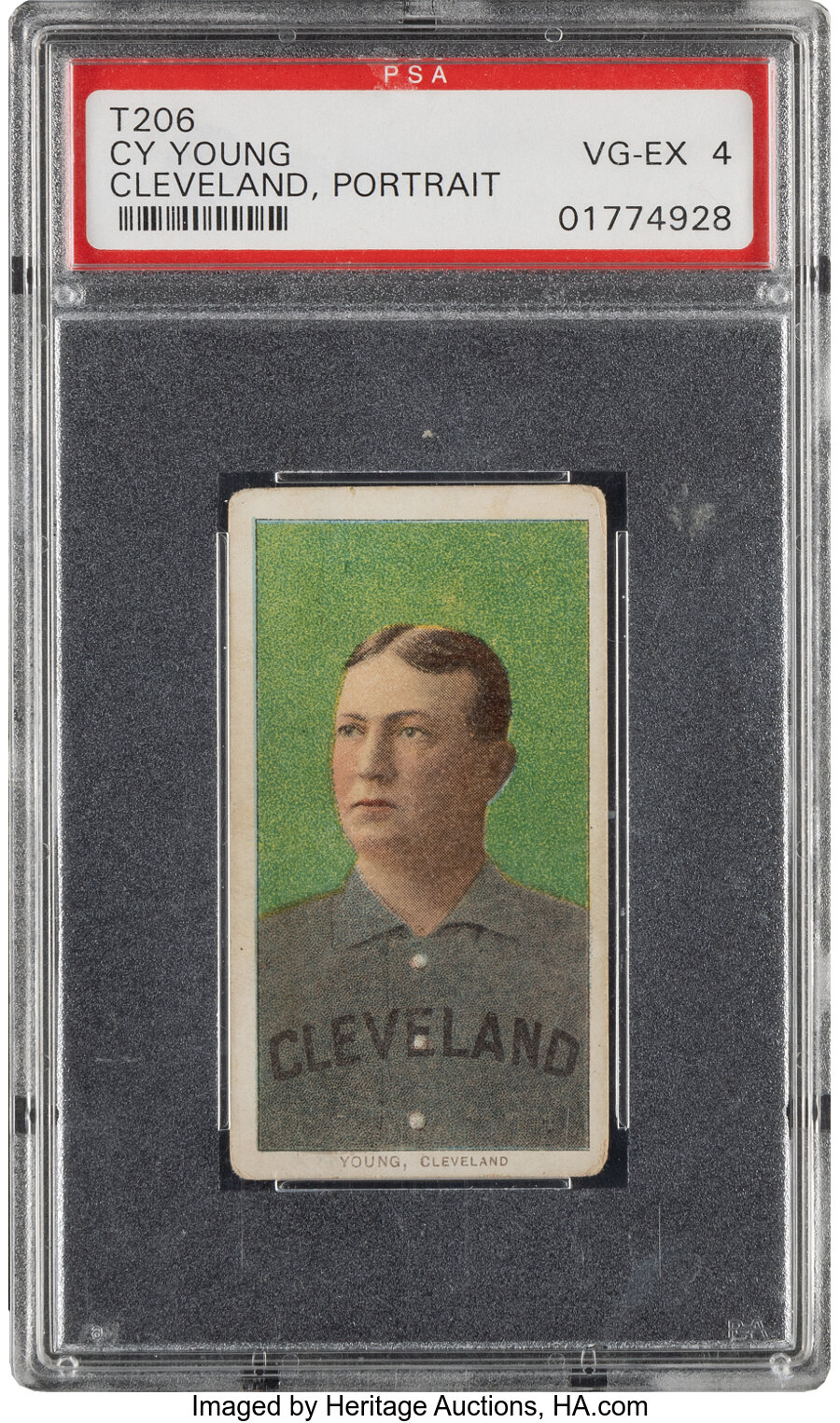 1909-11 T206 Piedmont Cy Young (Cleveland, Portrait) PSA VG-EX 4