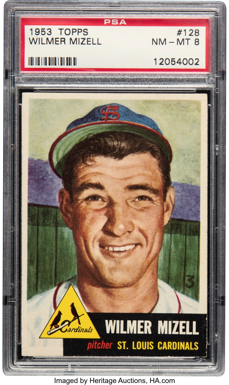 1953 Topps Wilmer Mizell #128 PSA NM-MT 8 - Only Two Higher!