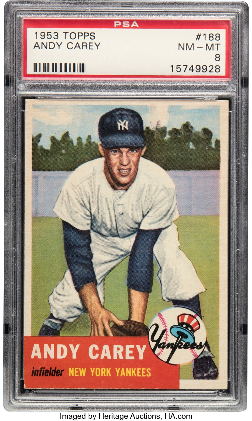 1953 Topps Andy Carey Rookie #188 PSA NM-MT 8