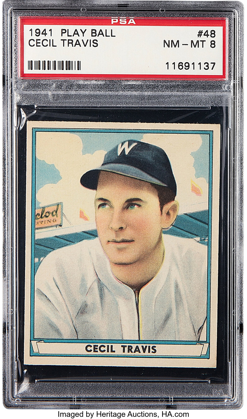 1941 Play Ball Cecil Travis #48 PSA NM-MT 8 - Only One Higher