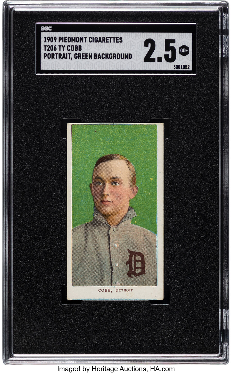 1909-11 T206 Piedmont 150/25 Ty Cobb (Portrait- Green) SGC Good+ 2.5