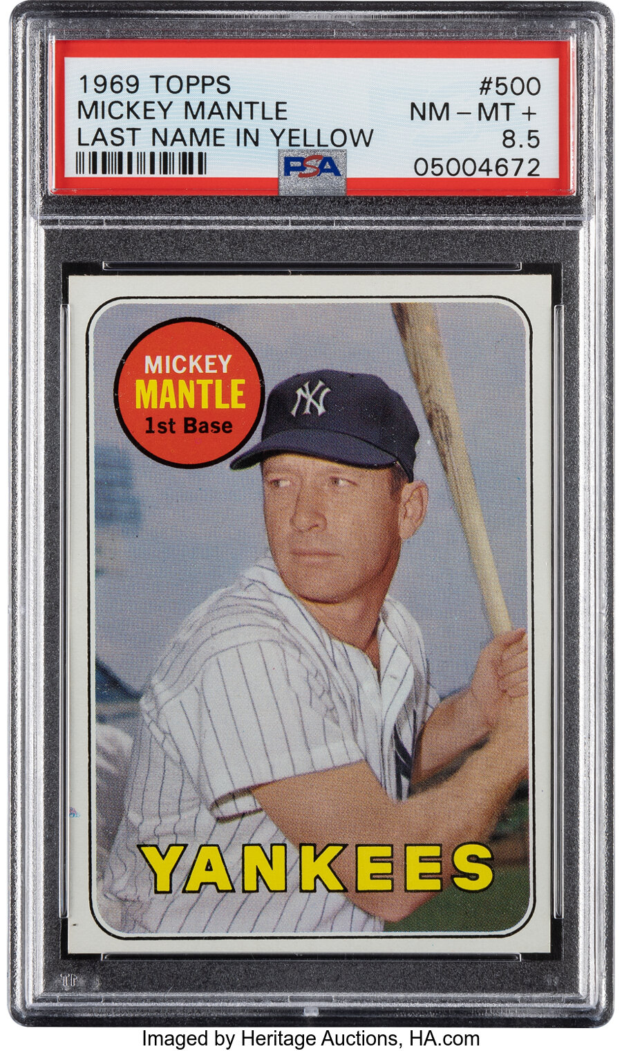 1969 Topps Mickey Mantle (Last Name In Yellow) #500 PSA NM-MT+ 8.5