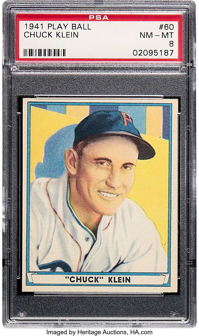1941 Play Ball Chuck Klein #60 PSA NM-MT 8 - Only Two Higher