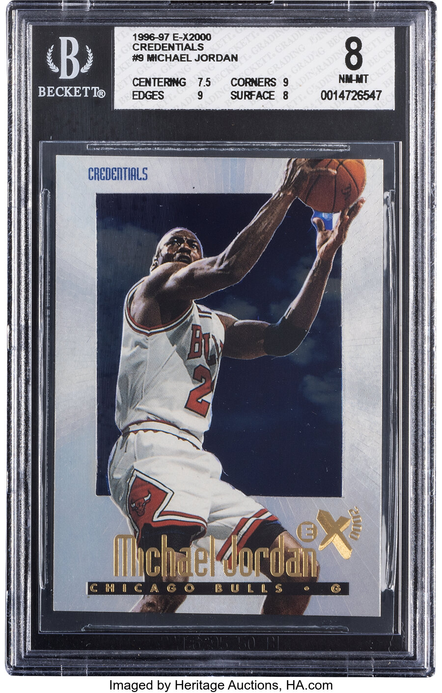 1996 Skybox E-X2000 Michael Jordan (Credentials) #9 BGS NM-MT 8 - #'d 289/499