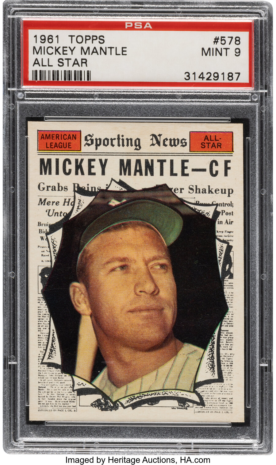 1961 Topps Mickey Mantle (All-Star) #578 PSA Mint 9 - Only Four Higher!