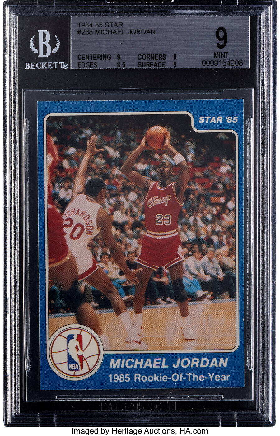 1984 Star Co. Michael Jordan #288 BGS Mint 9 - Pop Seven, None Superior!