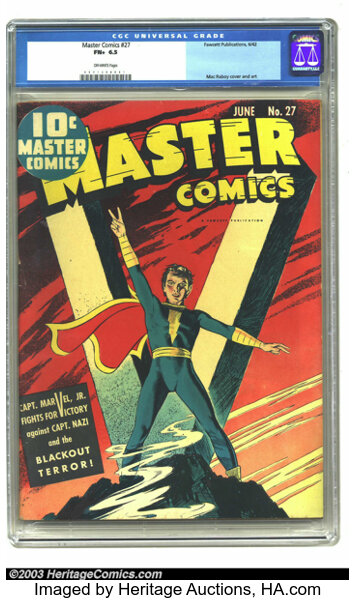 Golden Age (1938-1955):Superhero, Master Comics #27 (Fawcett, 1942) CGC FN+ 6.5 Off-white pages. Mac Raboy cover and art. Overstreet doesn't designate this Ca...
