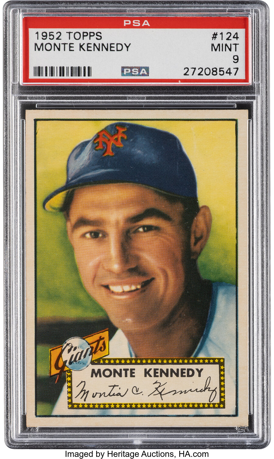 1952 Topps Monte Kennedy #124 PSA Mint 9 - None Higher