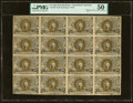 Fr. 1233 5¢ Second Issue Uncut Block of 16 PMG About Uncirculated 50