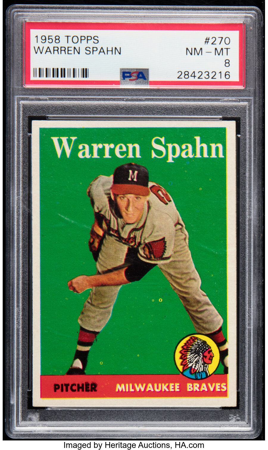 1958 Topps Warren Spahn #270 PSA NM-MT 8