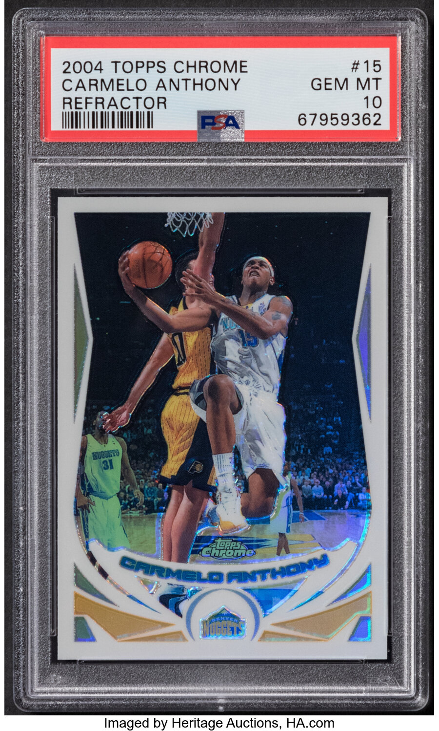 2004 Topps Chrome Carmelo Anthony (Refractor) #15 PSA Gem Mint 10