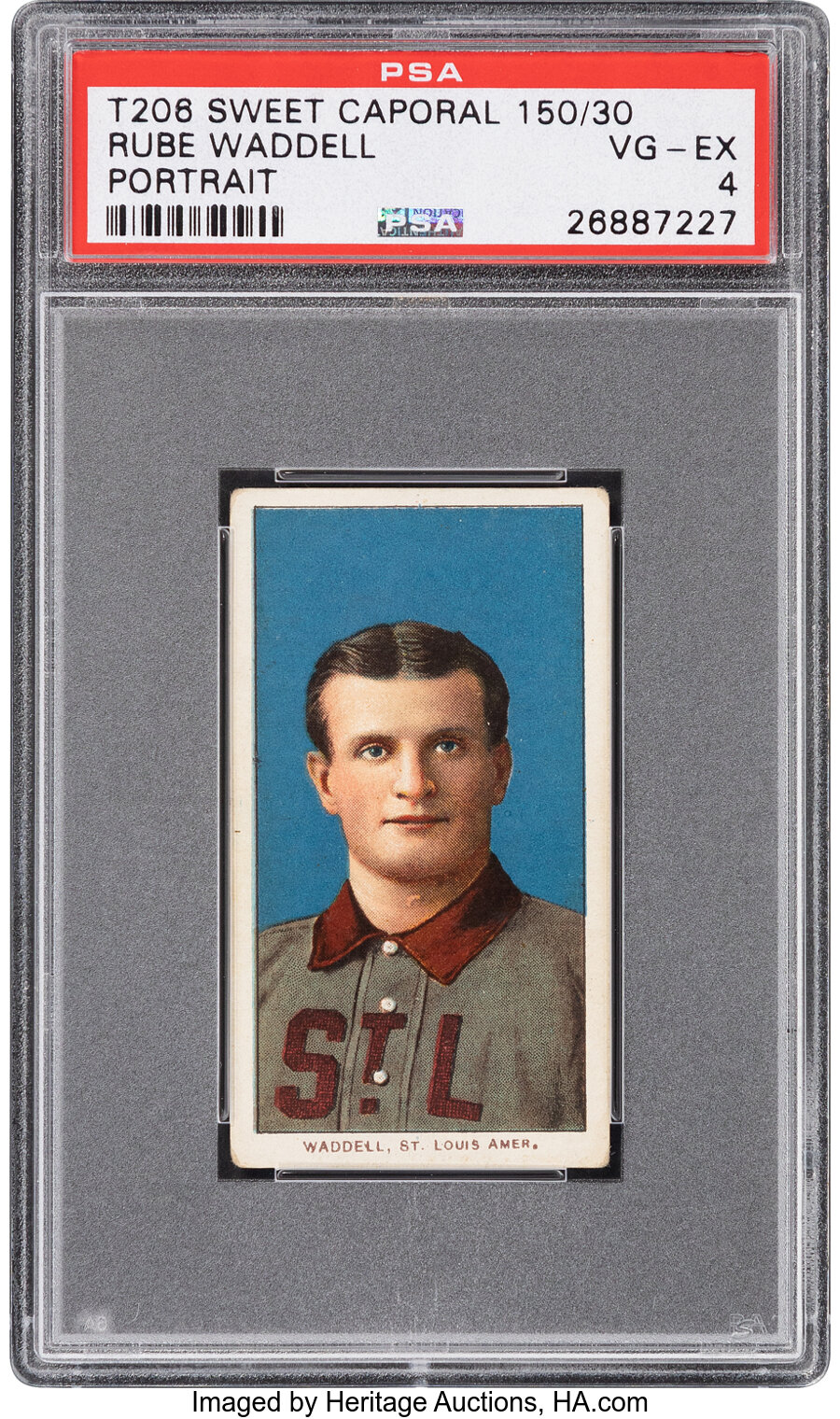 1909-11 T206 Sweet Caporal 150/30 Rube Waddell (Portrait) PSA VG-EX 4 - Three Higher!