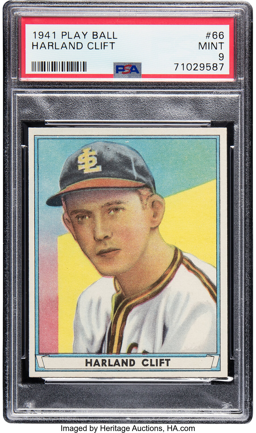 1941 Play Ball Harland Clift #66 PSA Mint 9 -- Pop One, None Higher!