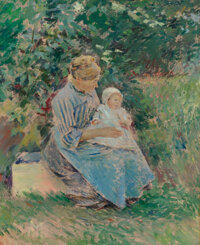 Theodore Robinson (American, 1852-1896) Normandy Mother and Child (Marie Trognon and Baby), 1892 Oil on canvas 22 x 1