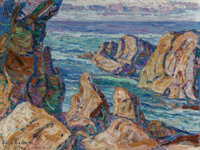 Birger Sandzén (American, 1871-1954) Sea and Rocks, 1924 Oil on canvas 36 x 48 inches (91.4 x 121.9 cm) Signed lo...