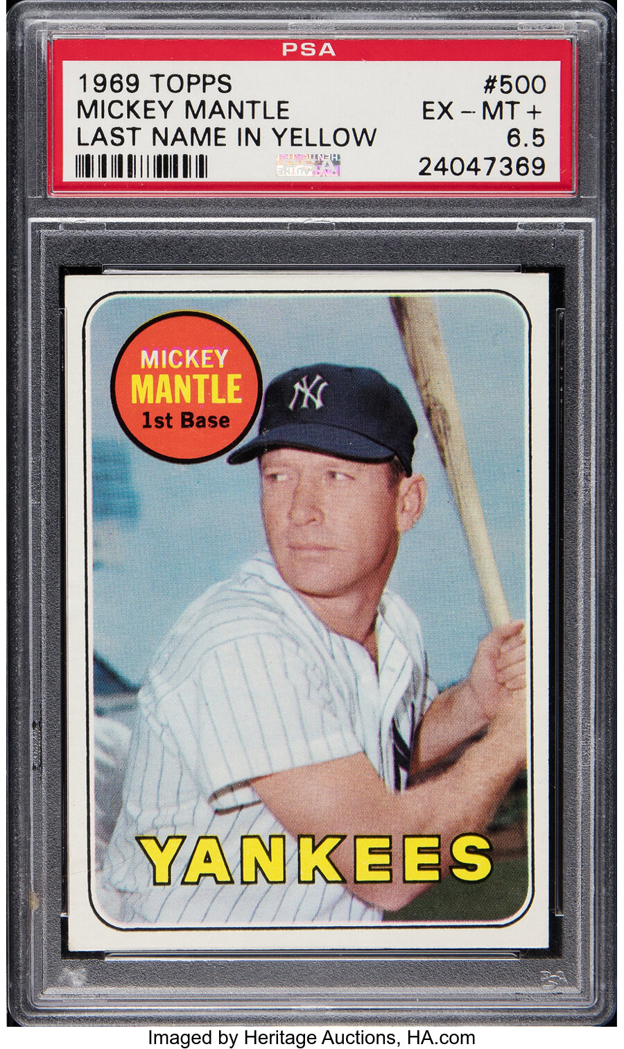 1969 Topps Mickey Mantle (Last Name In Yellow) #500 PSA EX-MT+ 6.5